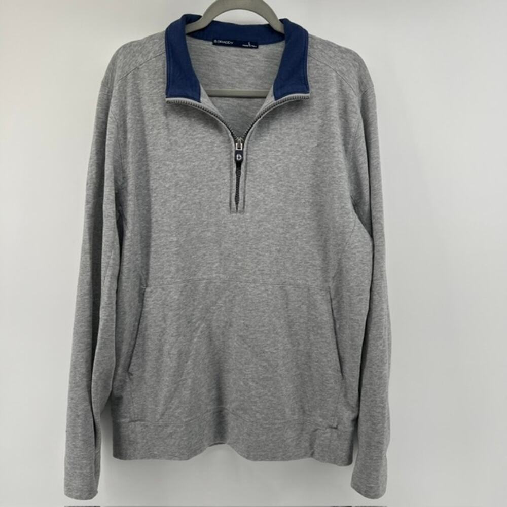 B Draddy Quarter Zip Performance Pullover Mens L Gray Blue Preppy Golf Stretch